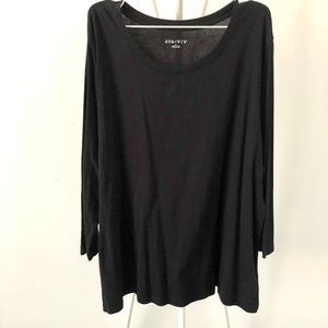 AVA & VIV SCOOP NECK LONG SLEEVE T-SHIRT BLACK 3X
